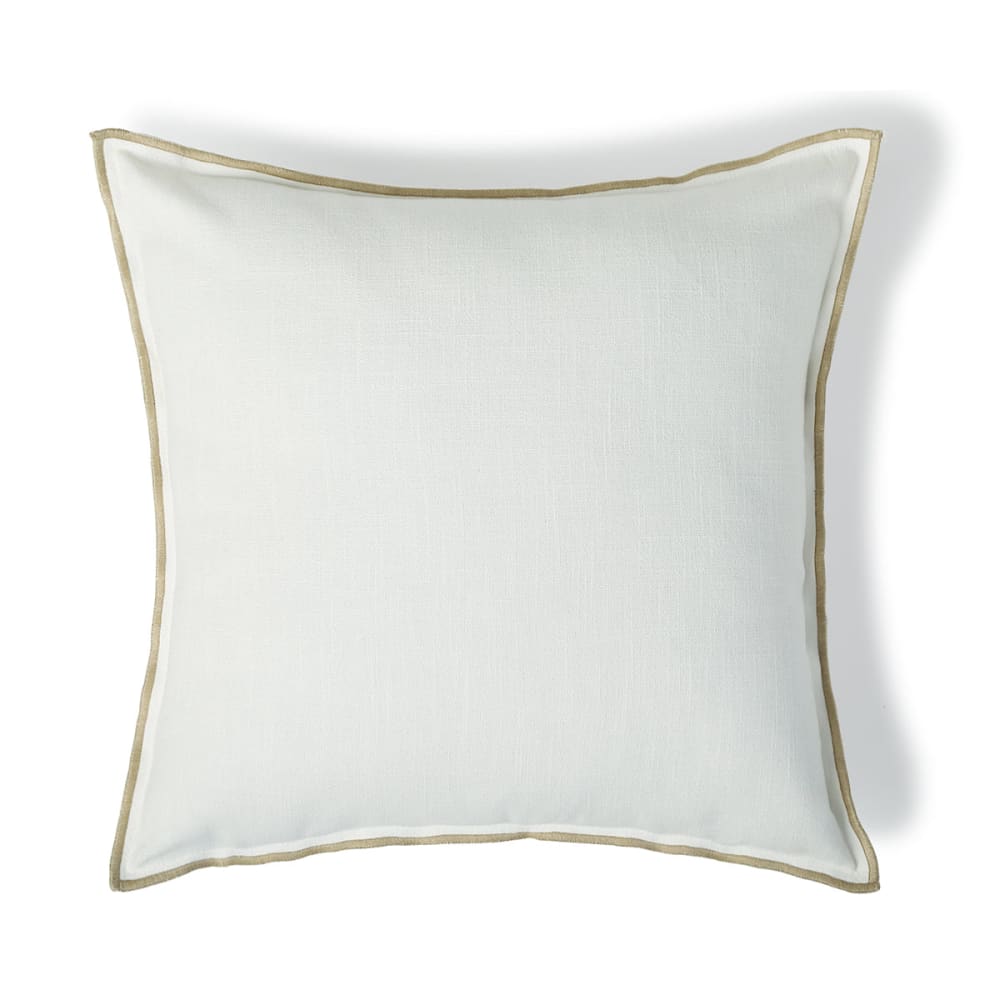 Febronie Housse de coussin toile de coton 50x50 blanc & sable style classique chic Certifié Oeko-Tex
