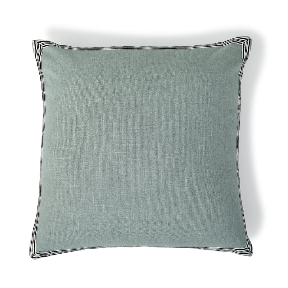 Febronie Housse de coussin toile de coton 50x50 vert céladon style classique chic Certifié Oeko-Tex