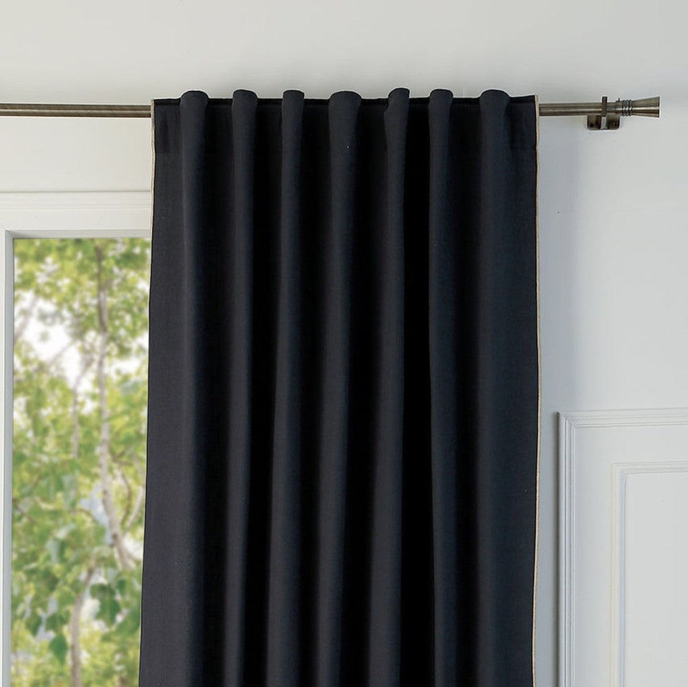 Rideau à passant toile de coton fusain & sable 140x260