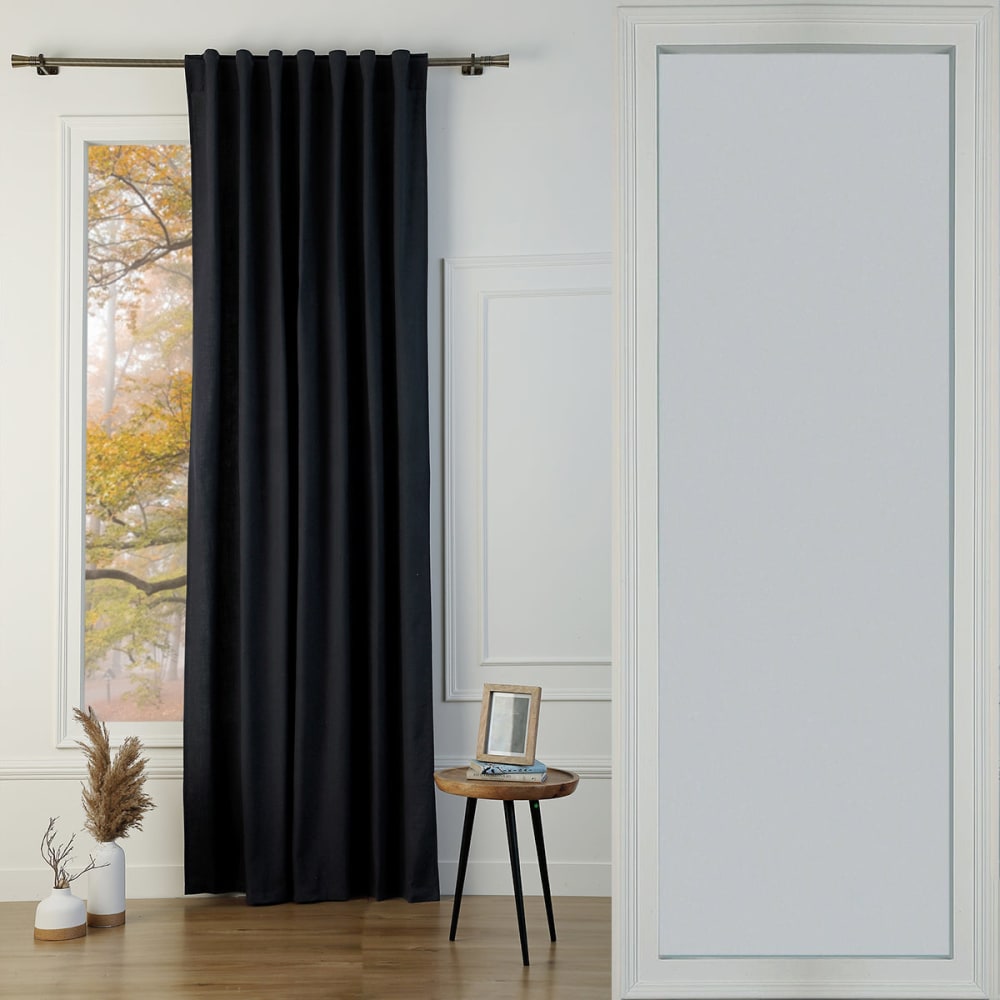 Febronie Rideau à passant toile de coton 140x260 fusain style classique chic Gris Certifié Oeko-Tex