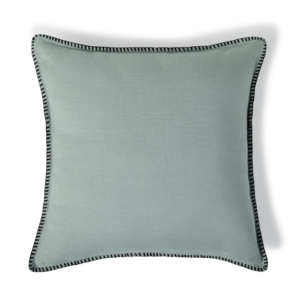 Febronie Kissenbezug aus Leinen 50x50 celadongrün / schwarz style classic chic Öko-Tex Zertifikat - Leinen