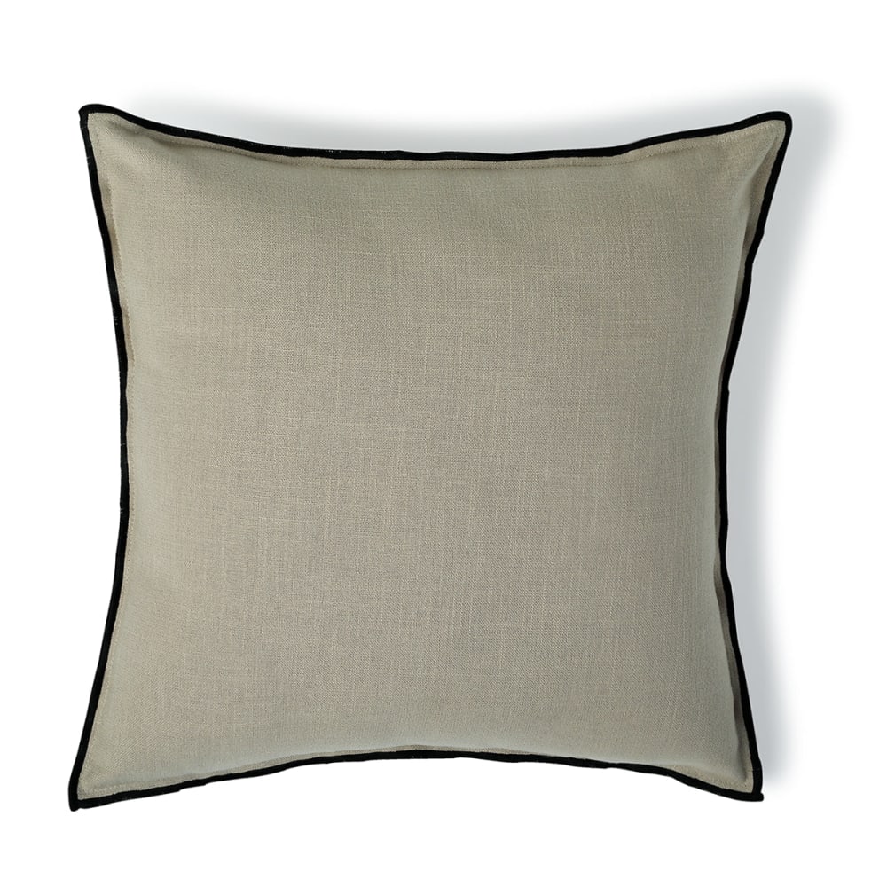 Febronie Housse de coussin toile de coton 50x50 naturel & noir style classique chic Beige Certifié Oeko-Tex