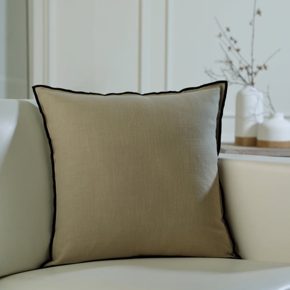 Housse de coussin toile de coton 50x50 naturel & noir - Maisons du Monde