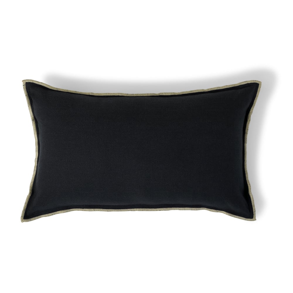 Housse de coussin toile de coton 50x30 fusain & sable