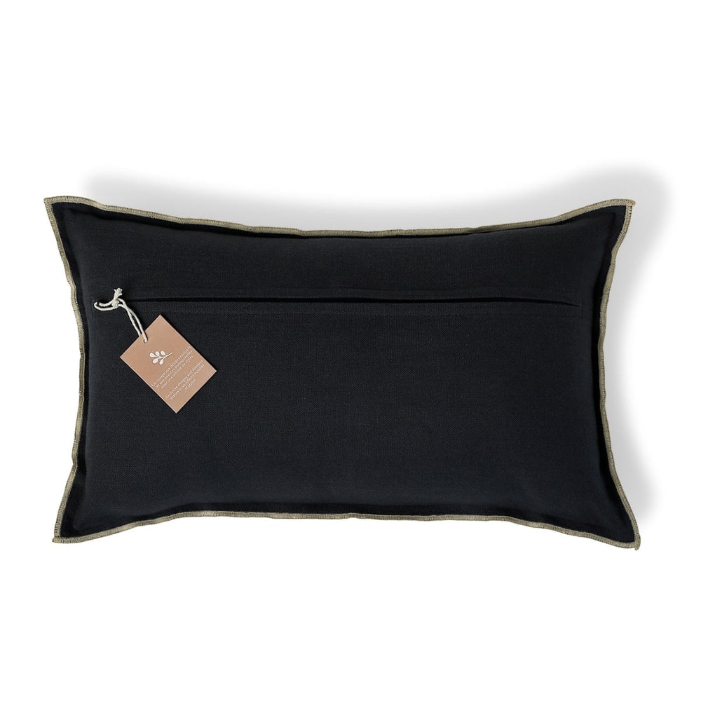 Housse de coussin toile de coton 50x30 fusain & sable — vue 4