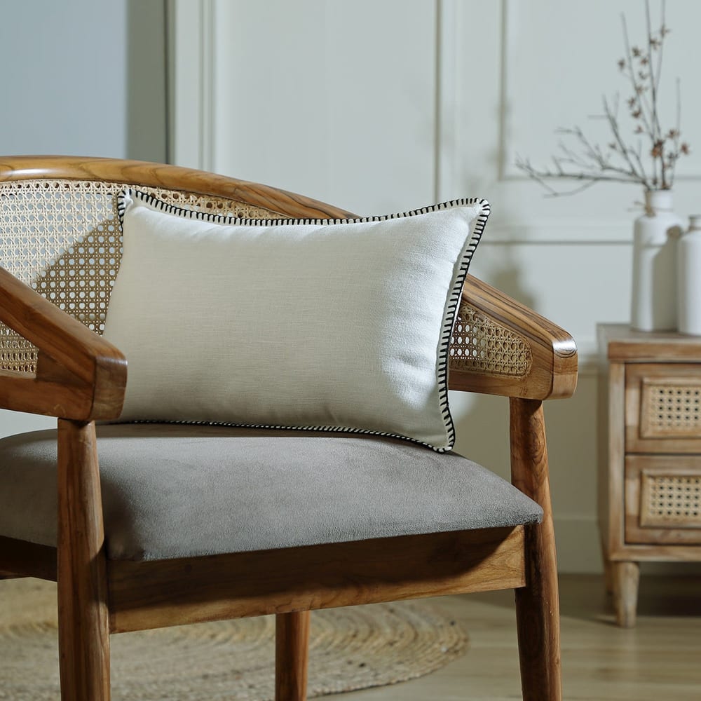 Kissenbezug aus Leinen 50x30 weiß / schwarz - Maisons Du Monde