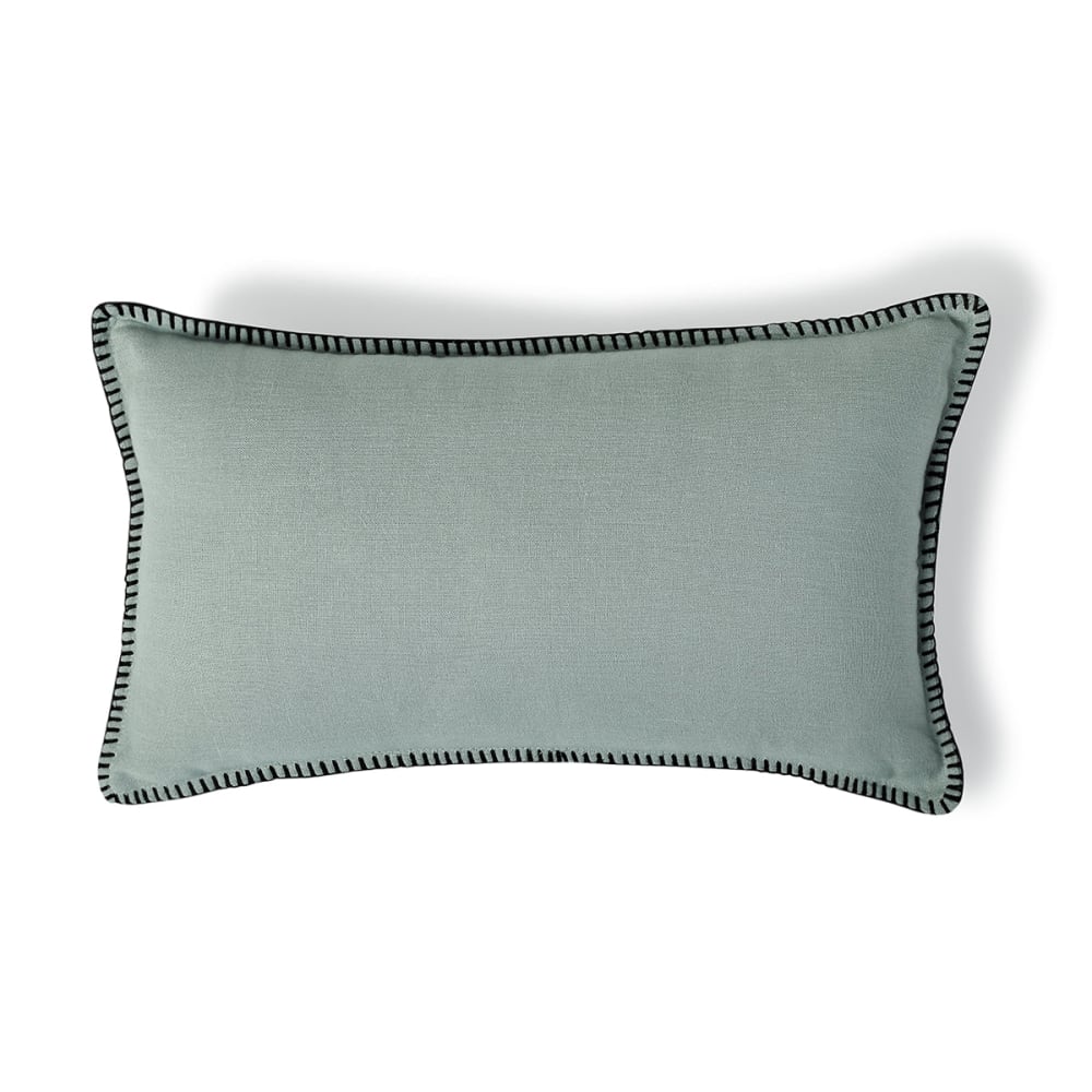 Febronie Kissenbezug aus Leinen 50x30 celadongrün / schwarz style classic chic Öko-Tex Zertifikat - Leinen