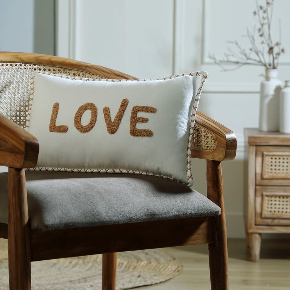 Housse de coussin toile de coton 50x30 terre de sienne - Maisons du Monde