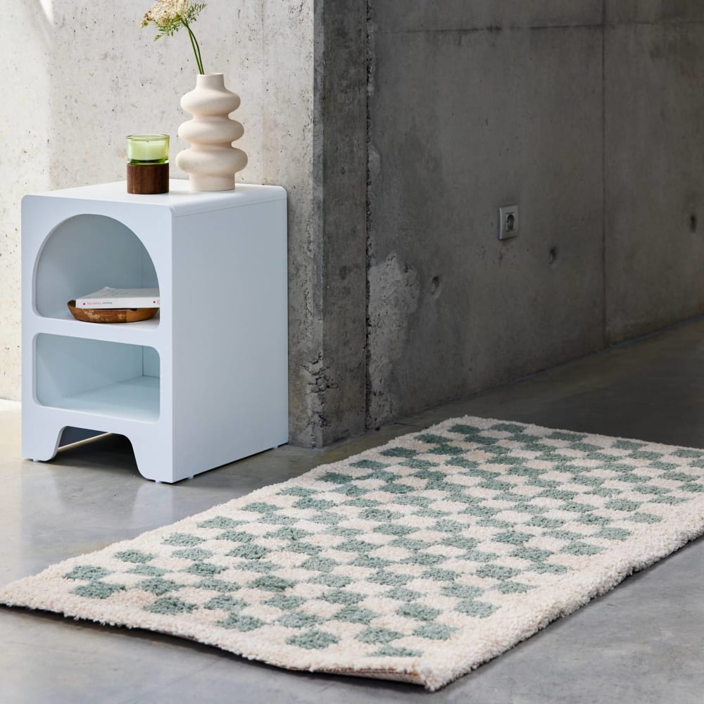 Tapis intérieur shaggy 120x170cm damier bleu clair — vue 4