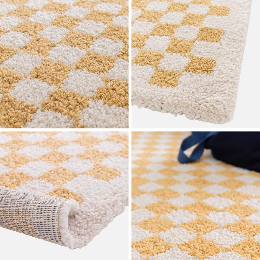 Tapis intérieur 200x290cm damier jaune moutarde — vue 4
