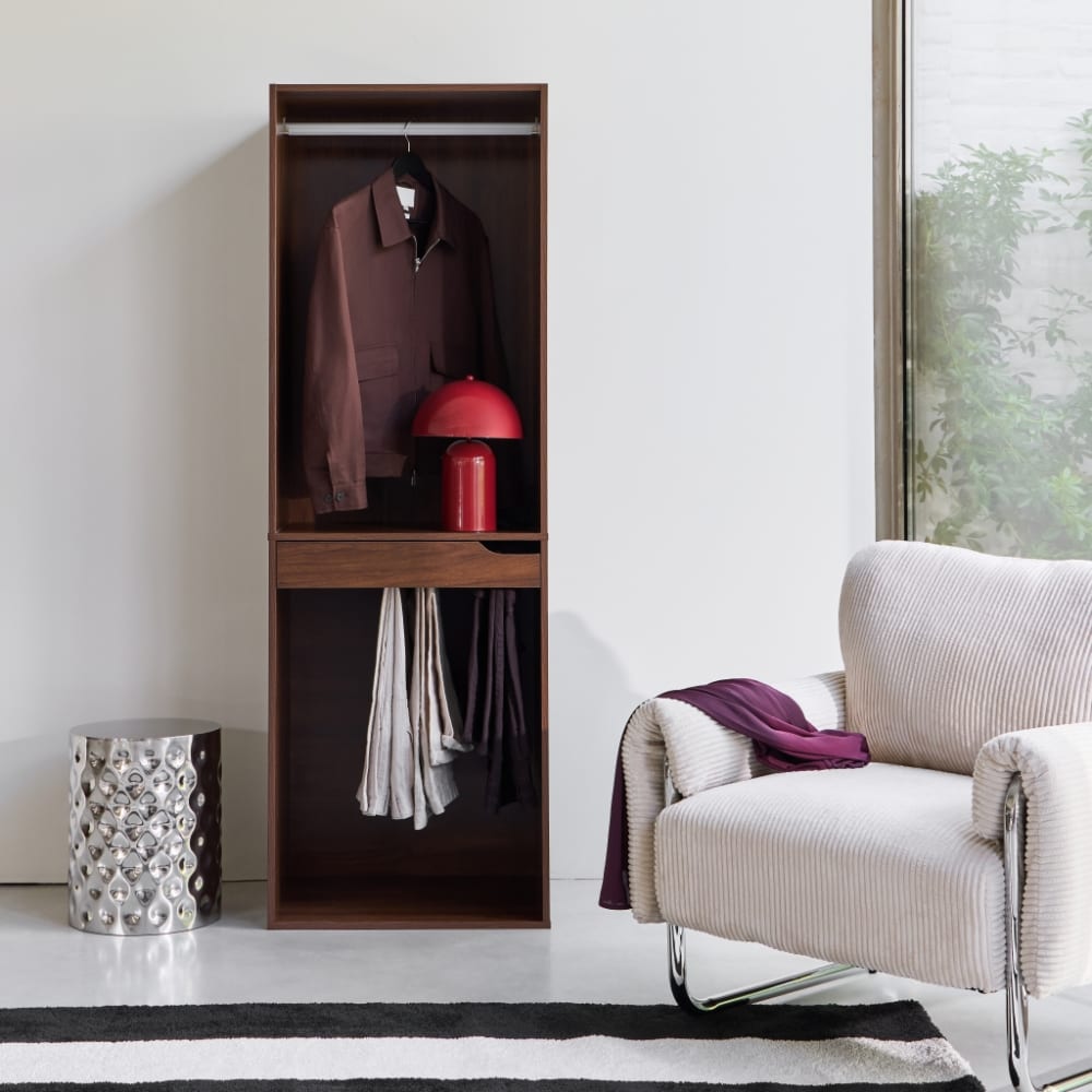 sweeek Kleiderschrankmodul mit Hosenhalter nussbaumfarben style modern Braun Spanplatte