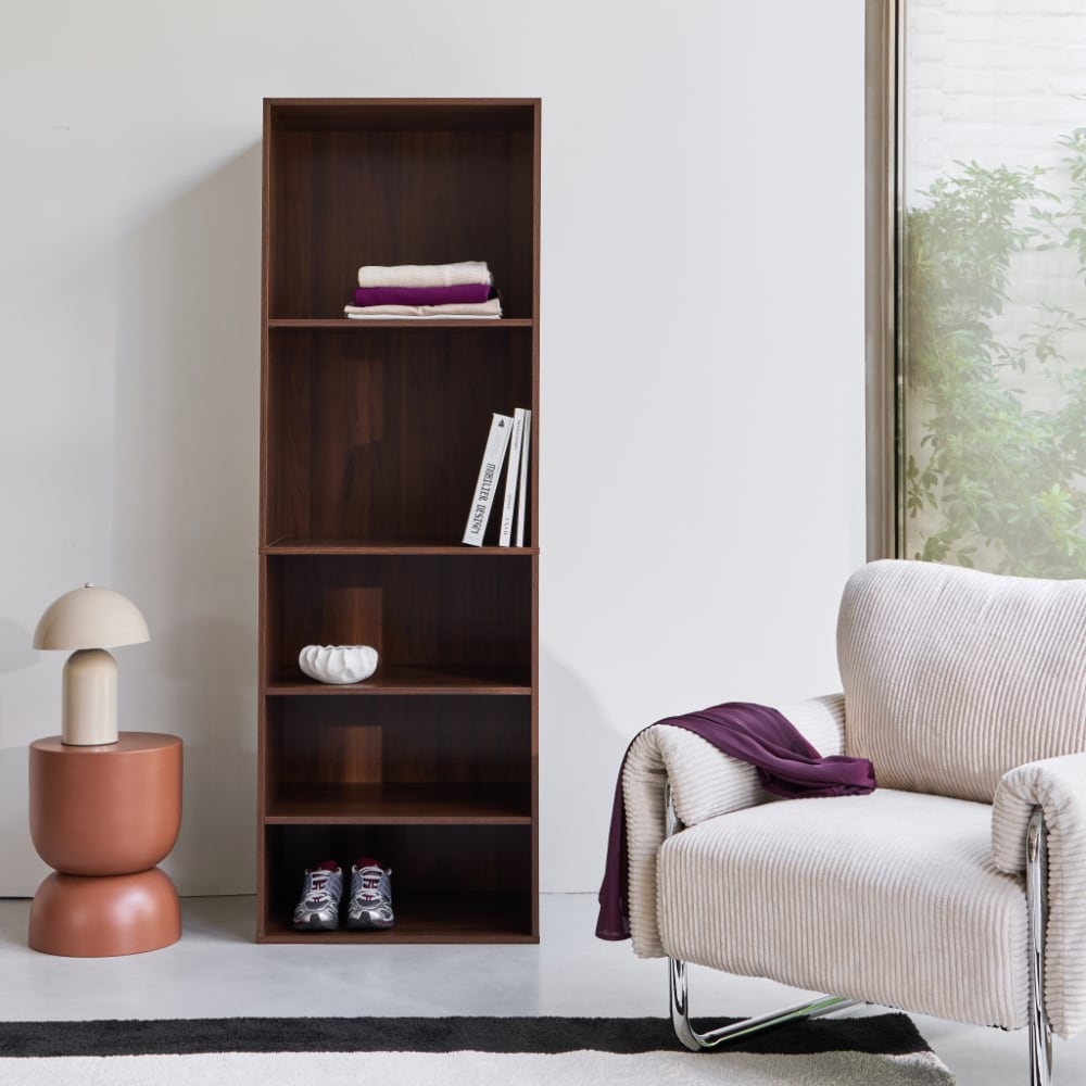 sweeek Ankleidemodul mit 5 Regalen Farbe Walnuss style modern Braun Spanplatte