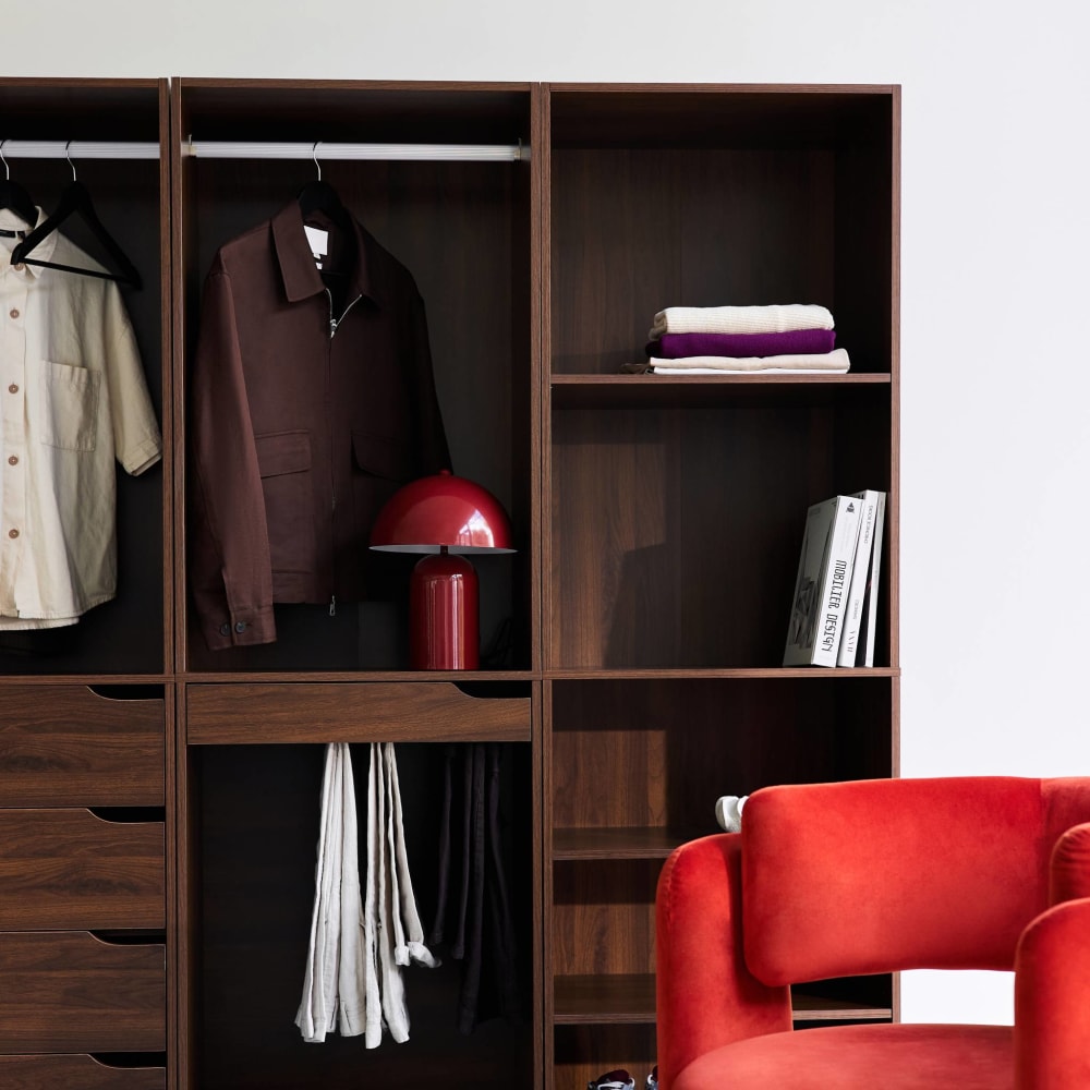 Kleiderschrank-Set mit 4 Elementen nussbaumfarben - Maisons Du