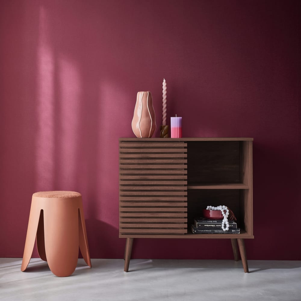 sweeek Sideboard Holzdekor Nussbaum mit Schiebetür style modern Braun Spanplatte