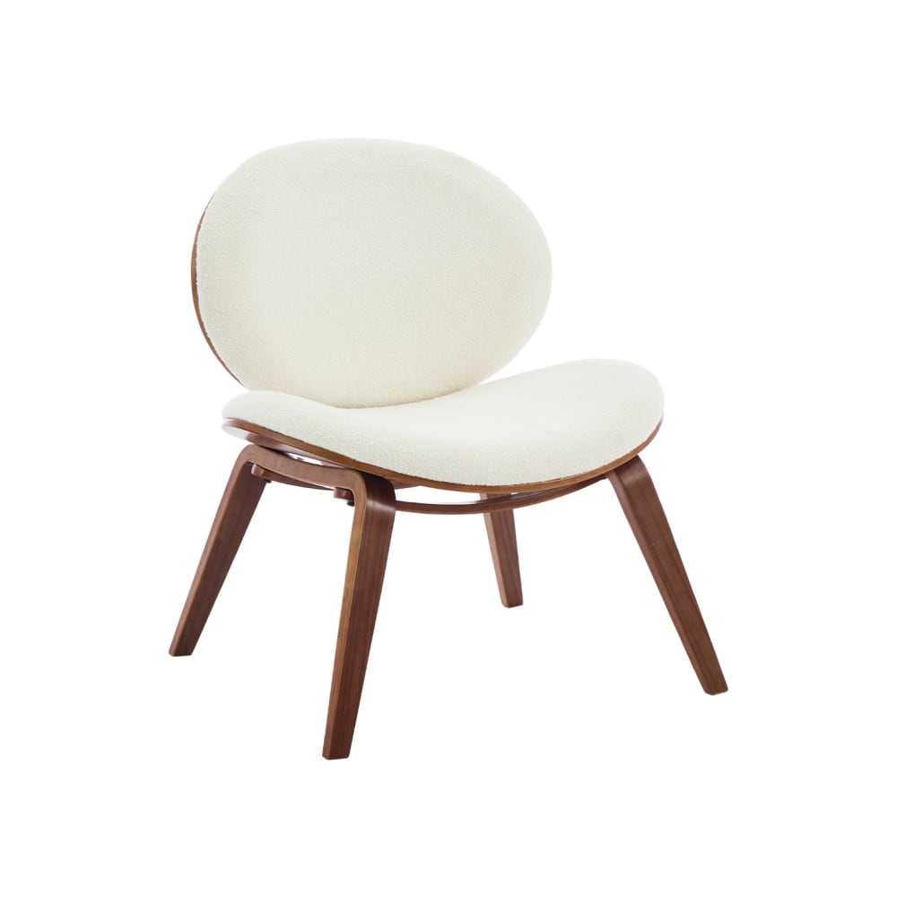 Fauteuil placage effet noyer bouclette texturée