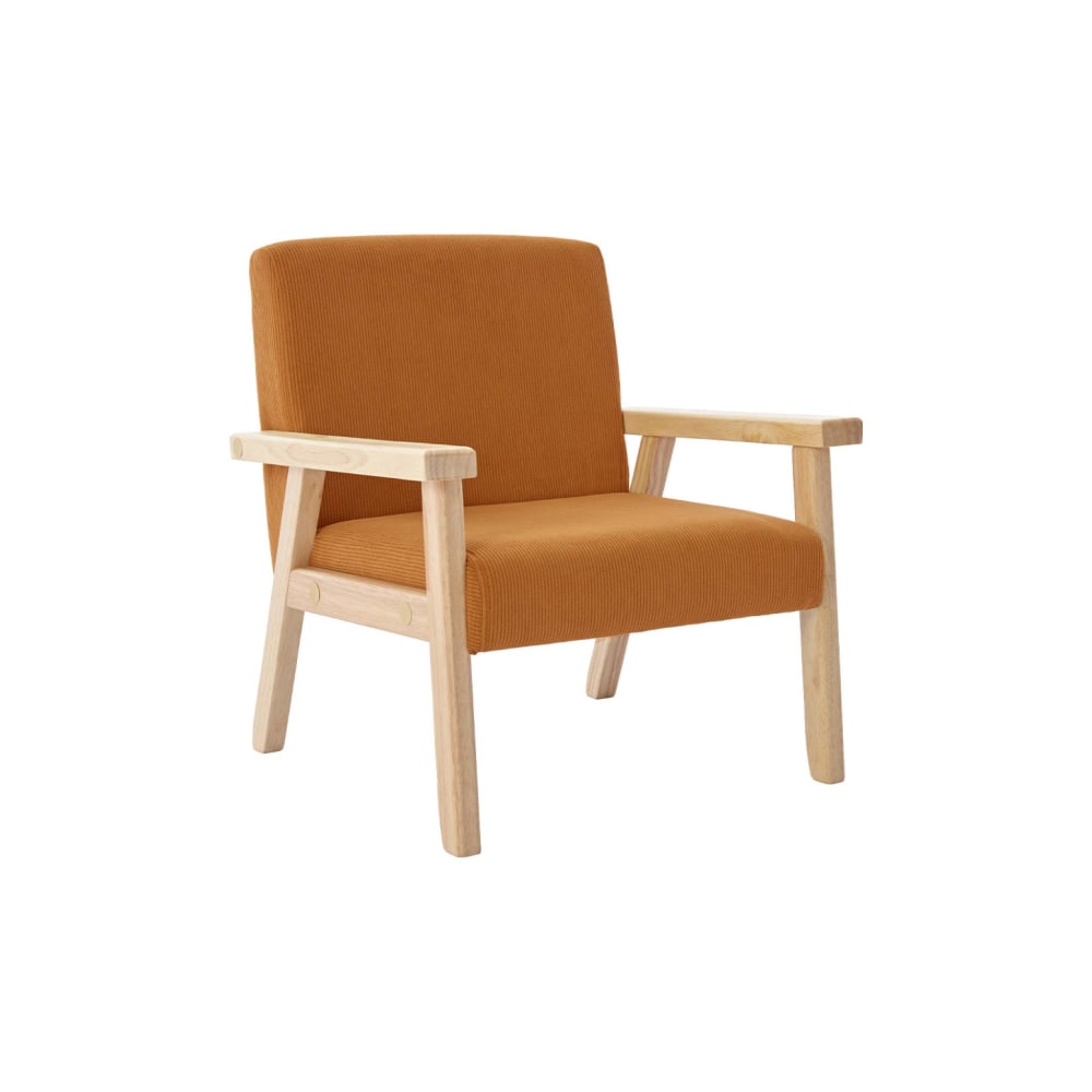 Fauteuil enfant velours côtelé moutarde