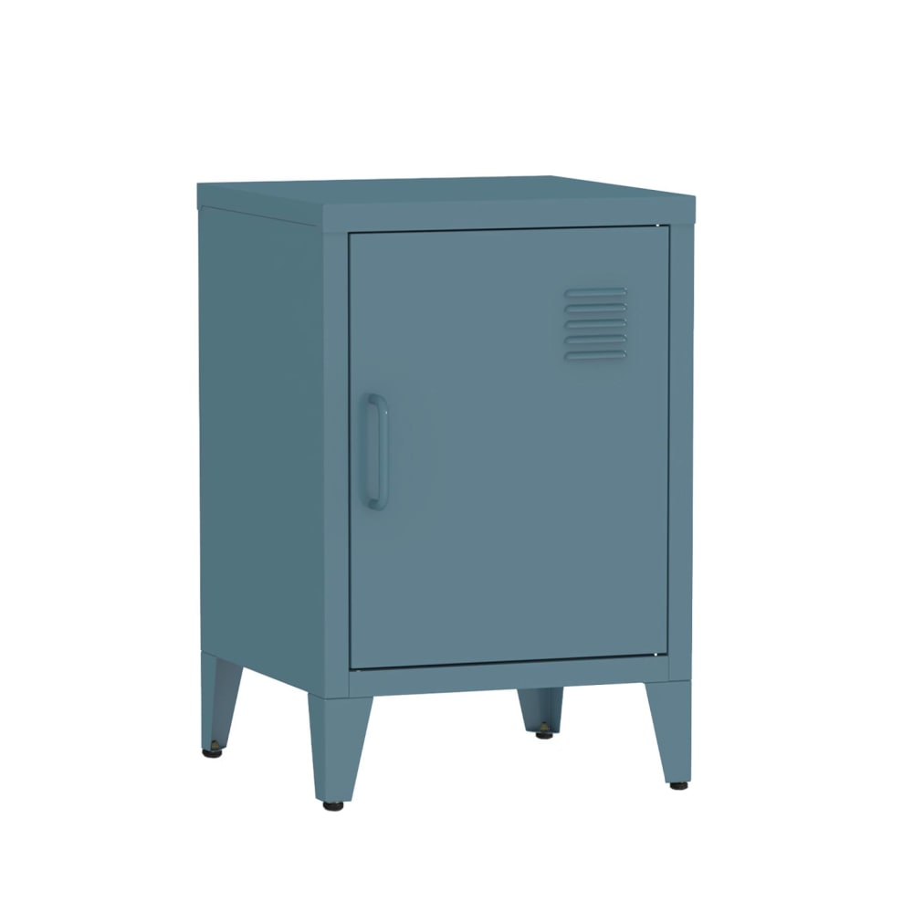 Table de chevet en acier bleu, 1 porte