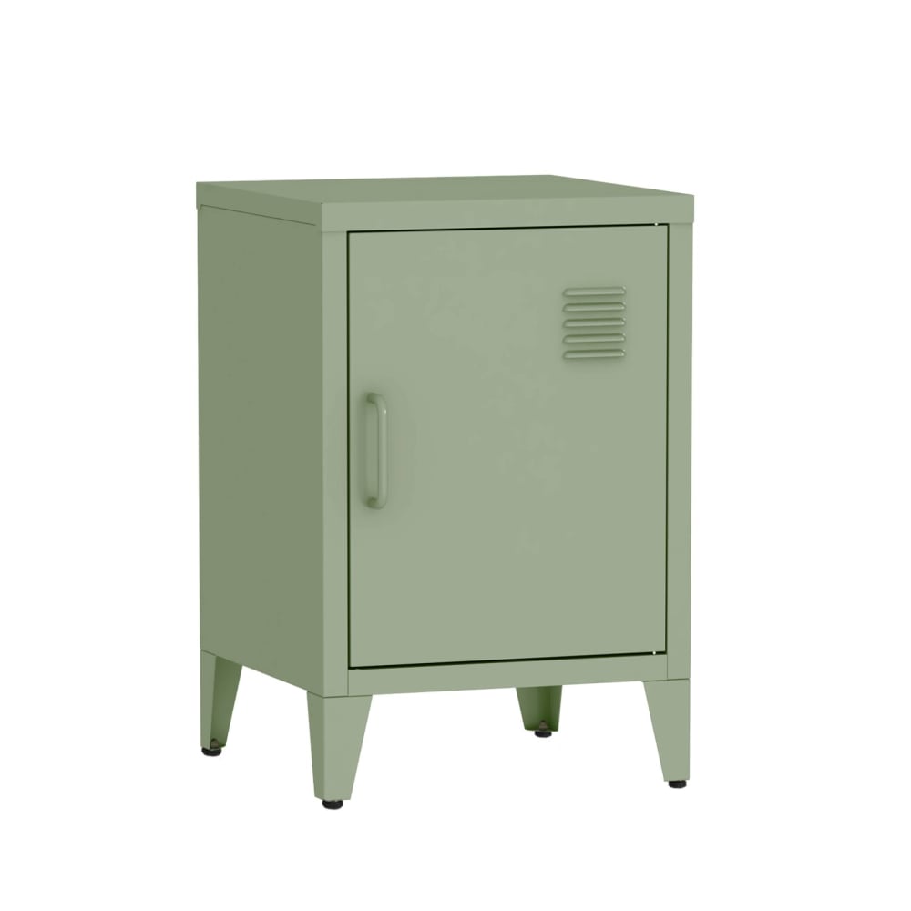 Table de chevet en acier vert, 1 porte