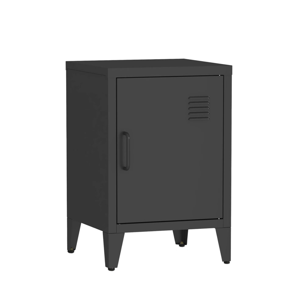 Table de chevet en acier noir, 1 porte