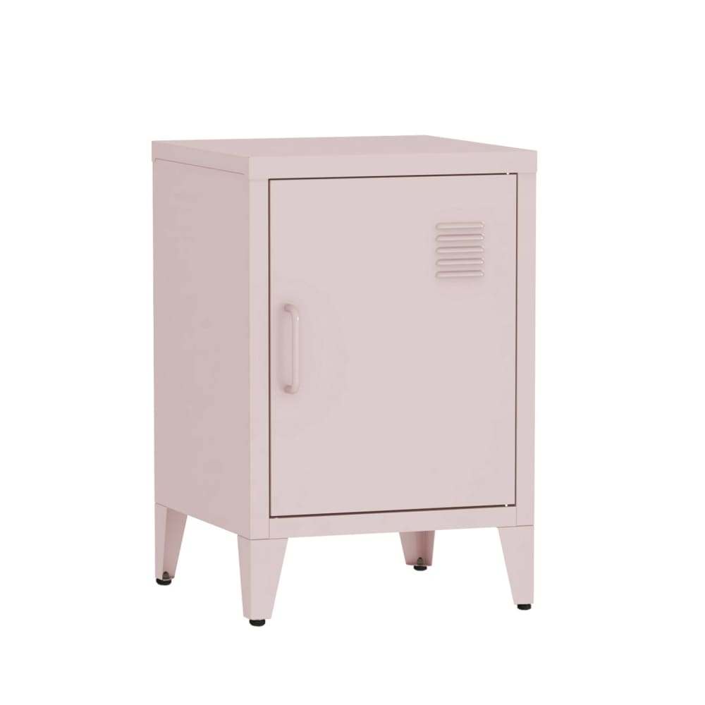 Table+de+chevet+en+acier+rose,+1+porte