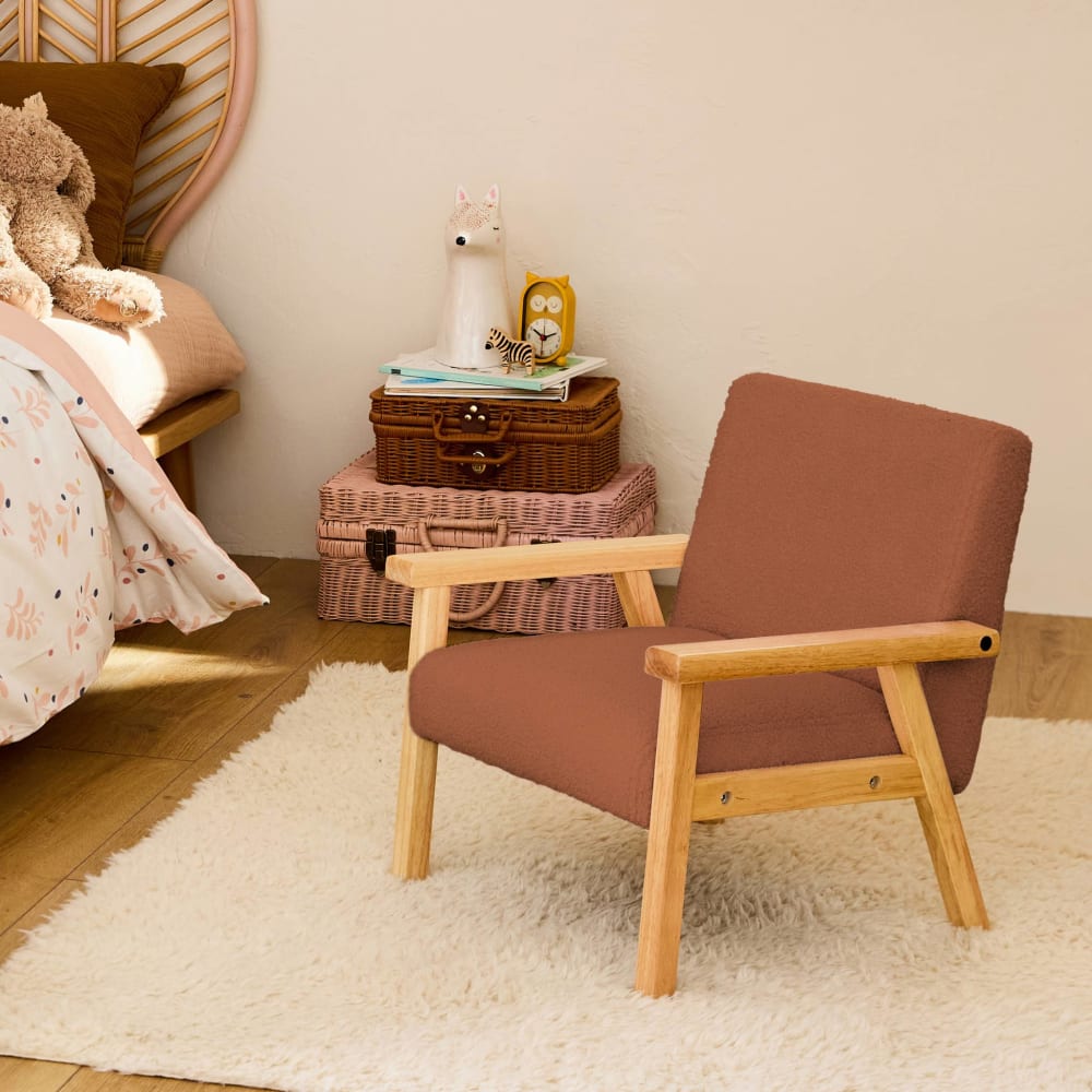 Kindersessel Holz Bouclé-Bezug terracotta - Maisons Du Monde