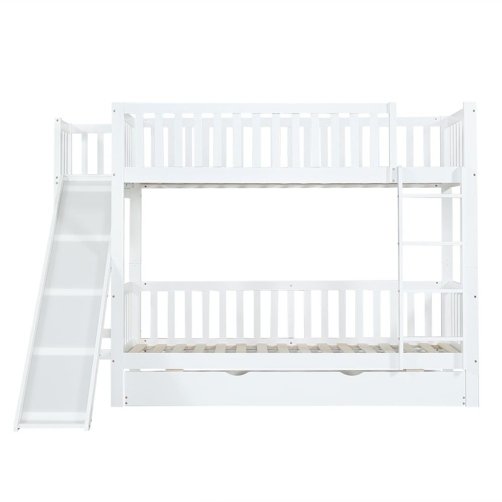 Flieks Etagenbett mit Regalen, aus Kiefer, 90x200cm & 140x200cm, weiß+natur style modern Holz Baby
