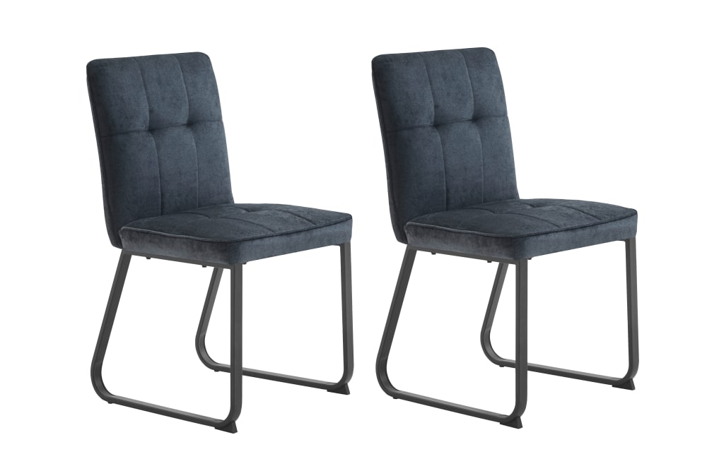 ByLiving 2er Set Stühle aus Webstoff, Gestell Metall schwarz, dunkelgrau style modern - Mikrofaser