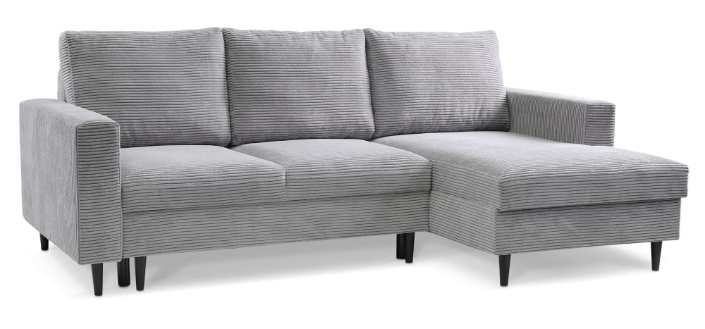 Canapé d'angle droit convertible 3 places gris clair