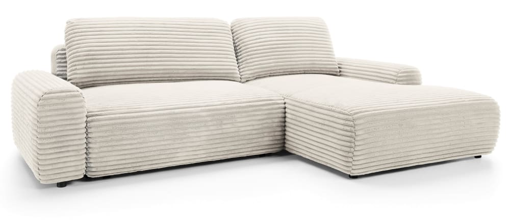 Canapé d'angle droit convertible 3 places crème