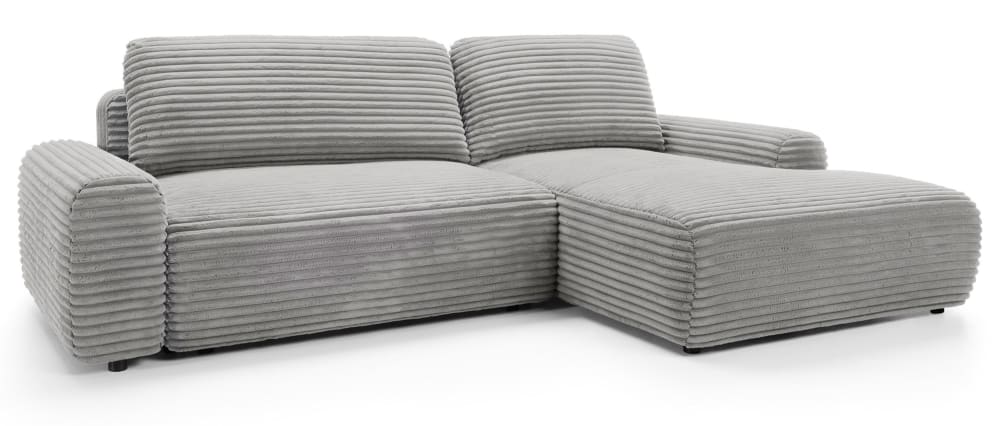 Canapé d'angle droit convertible 3 places gris-beige
