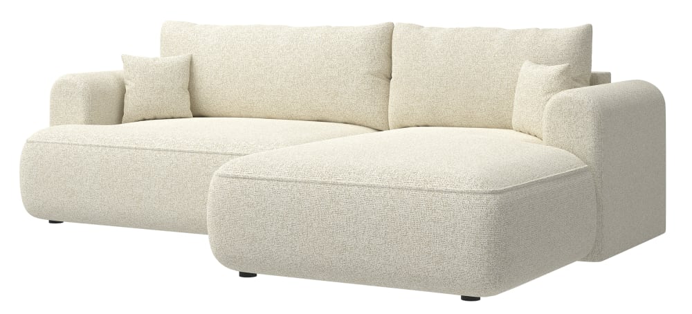 Canapé d'angle droit convertible 3 places beige clair