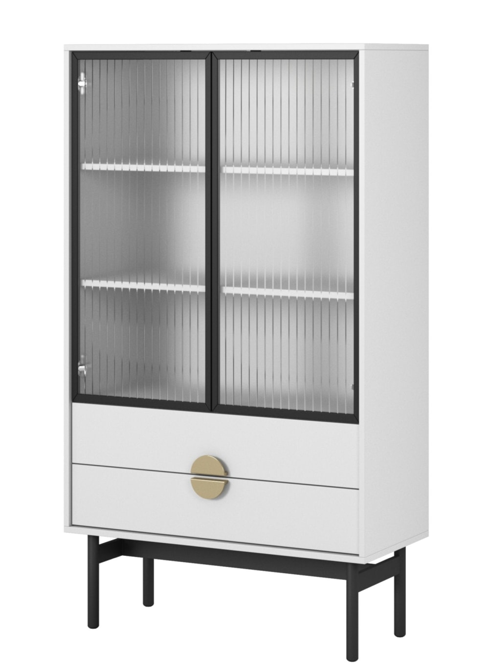 Selsey Vitrine mit 2 Regalböden und 2 Schubladen, weiß, 150 cm style modern - Spanplatte