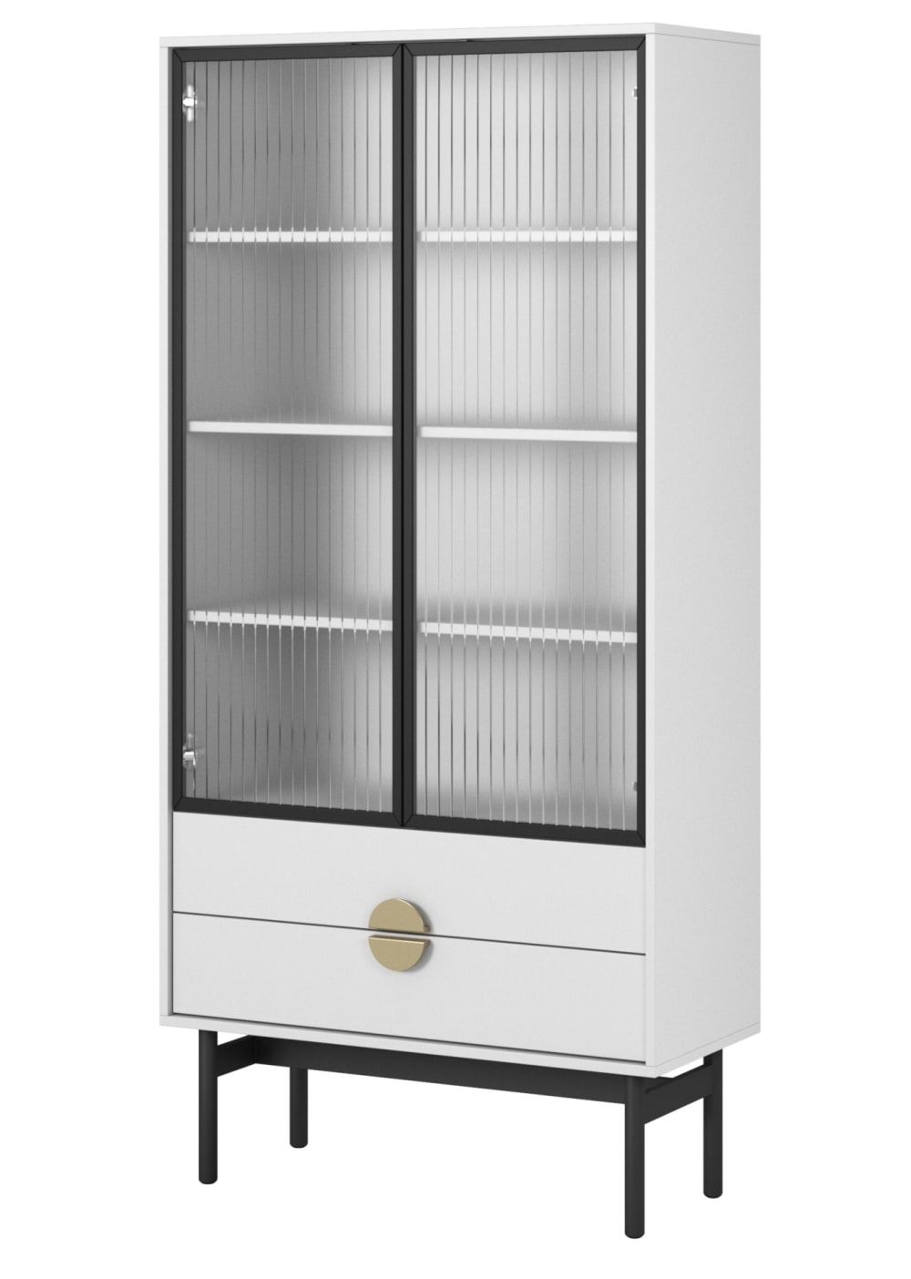 Selsey Vitrine mit 3 Regalböden und 2 Schubladen, weiß, 175 cm style modern - Spanplatte