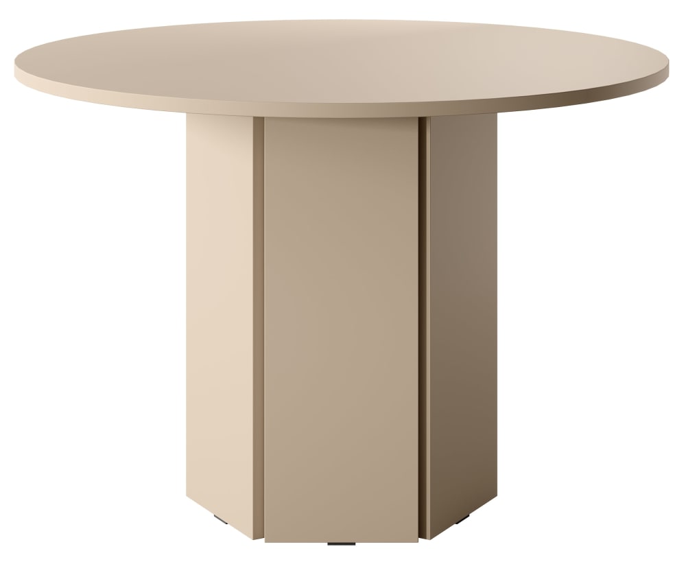 Selsey Esszimmertisch rund, beige cappuccino, 110 cm style modern - Spanplatte