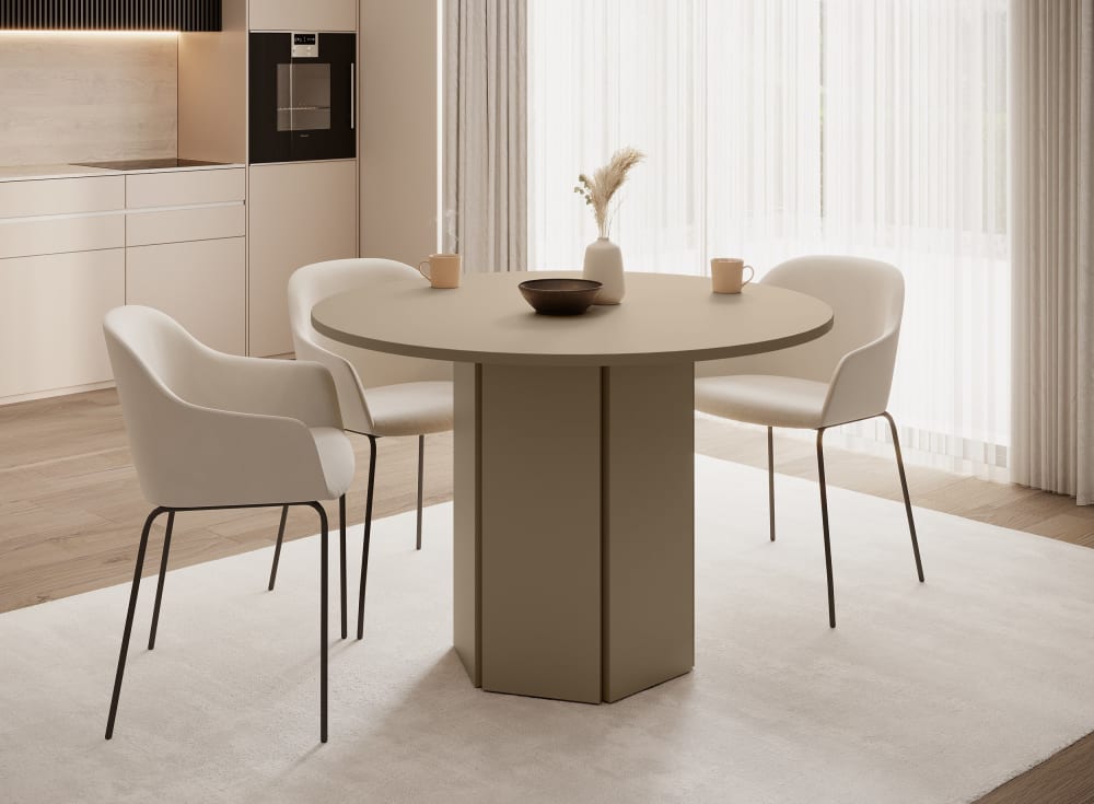 Esszimmertisch rund, beige cappuccino, 110 cm - Maisons Du Monde