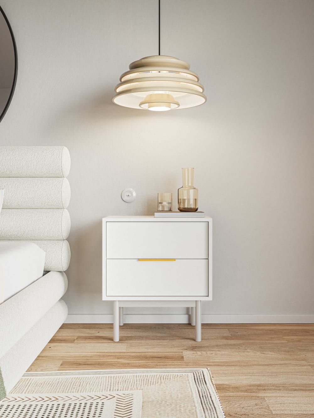 Table de chevet 2 tiroirs blanc 54 cm