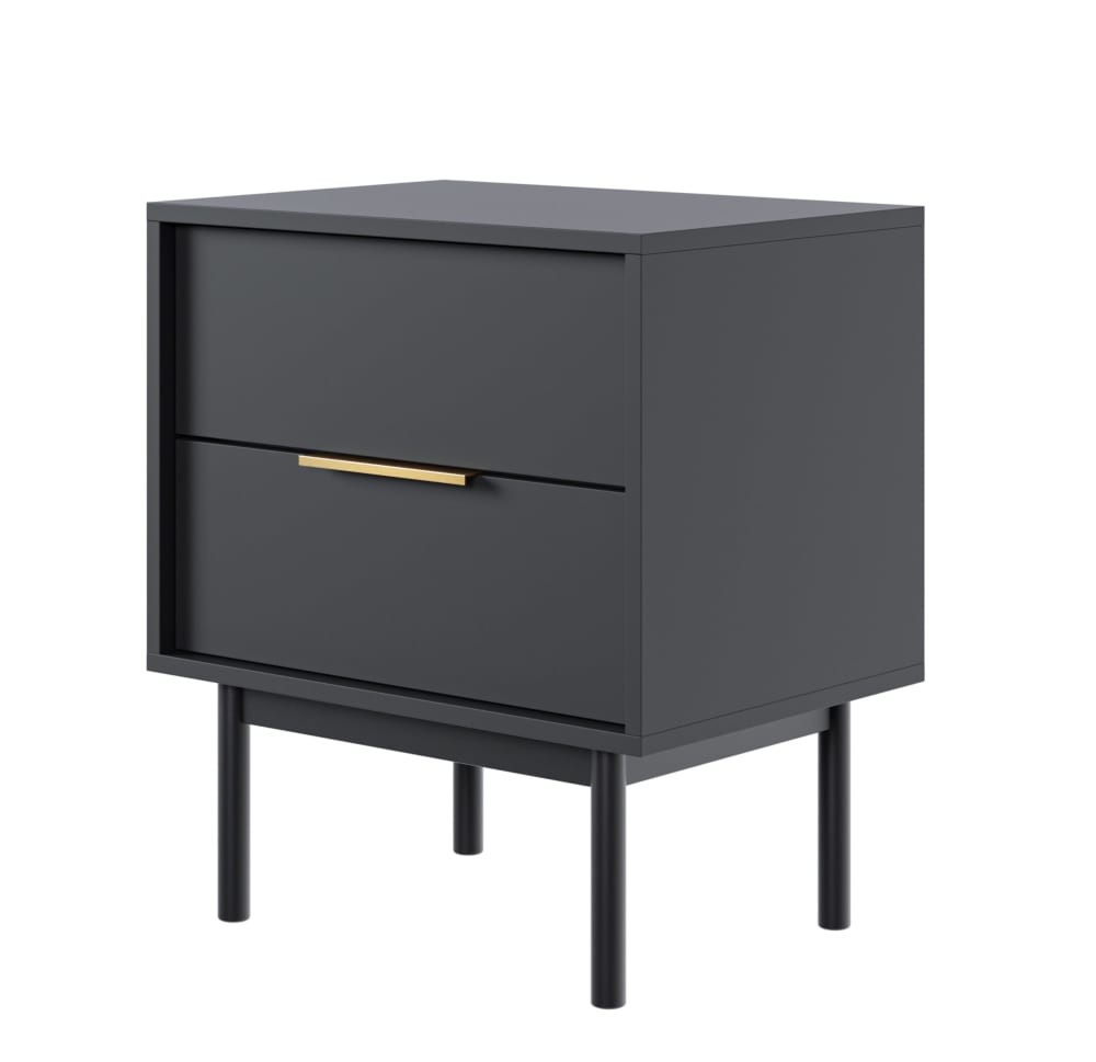 Selsey Nachttisch mit 2 Schubladen, schwarz, 54 cm style classic chic - Spanplatte