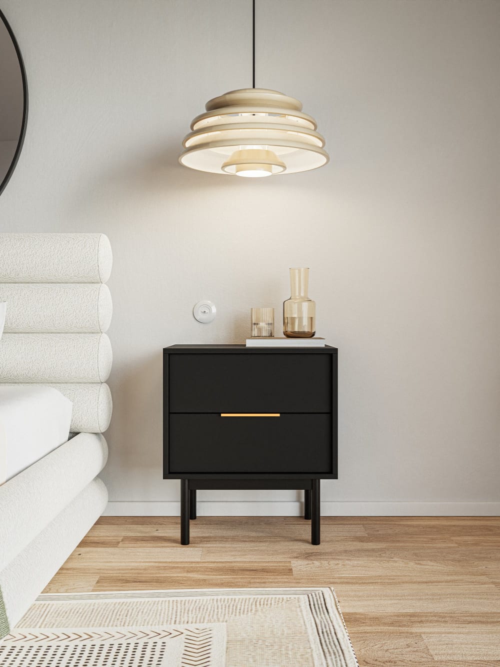 Table de chevet 2 tiroirs noir 54 cm - Maisons du Monde