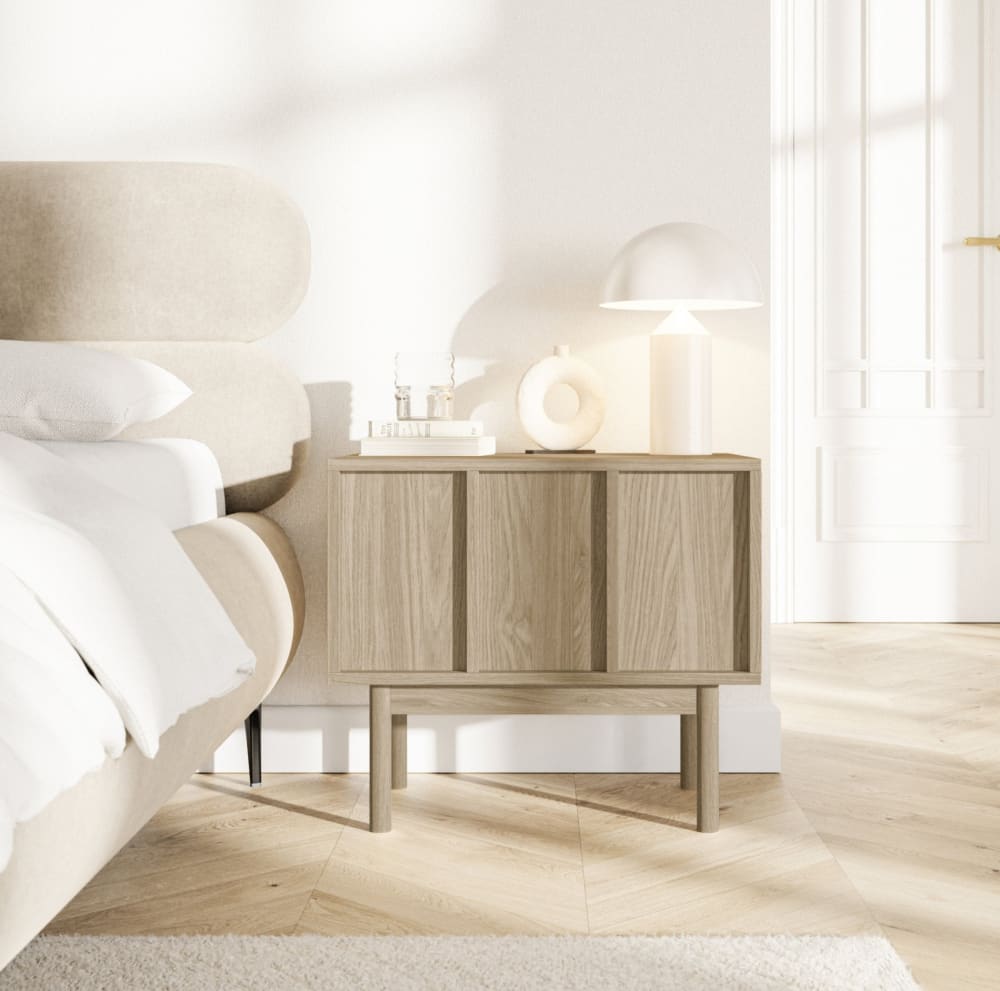 Nachttisch mit Schublade in Eichenholzoptik, 58 cm - Maisons Du