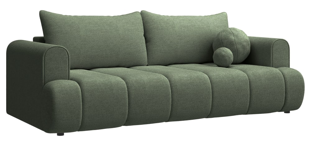 Canapé convertible 3 places en tissu chenille vert