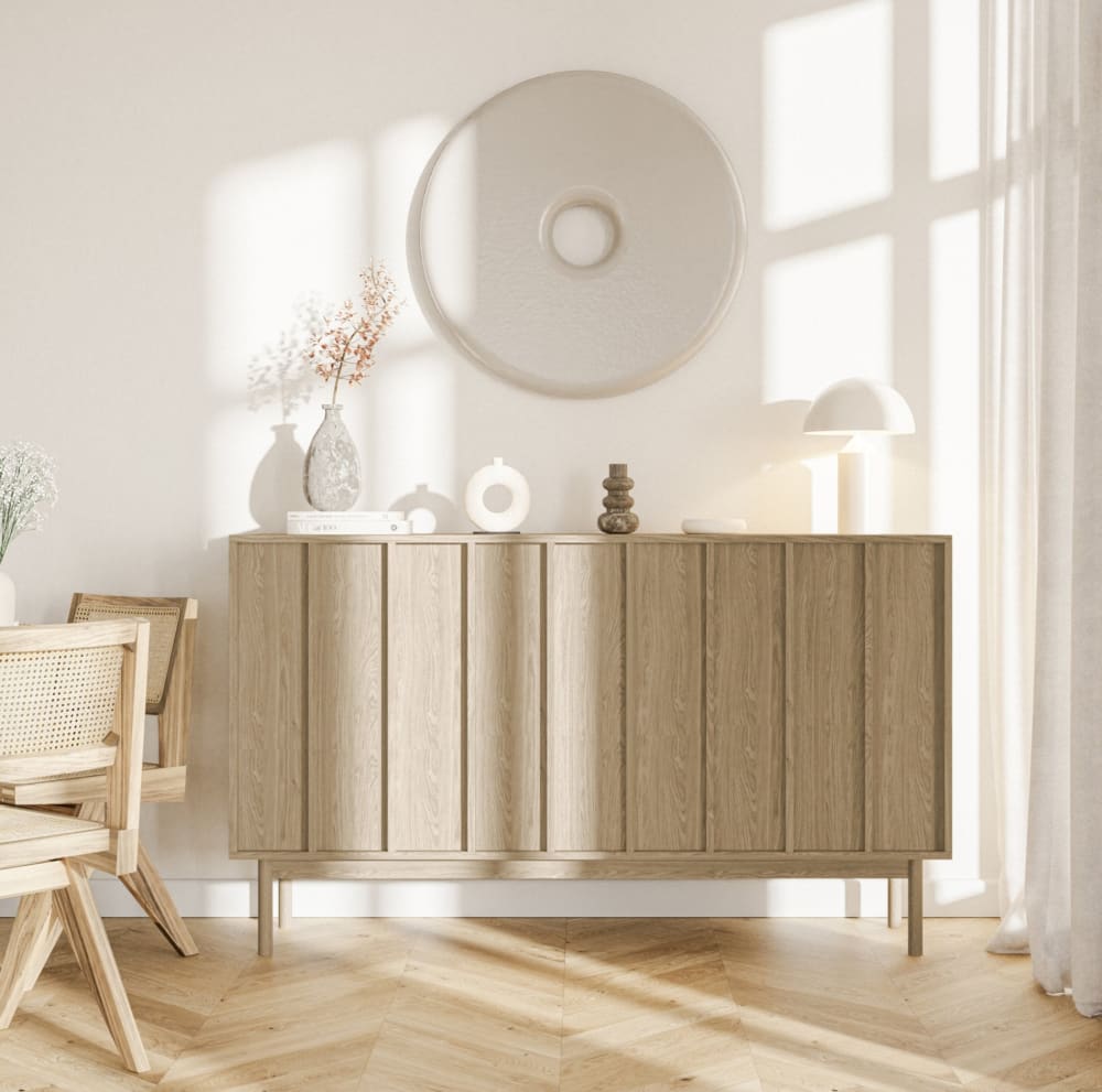 Buffet 3 portes en aspect chêne 150 cm - Maisons du Monde