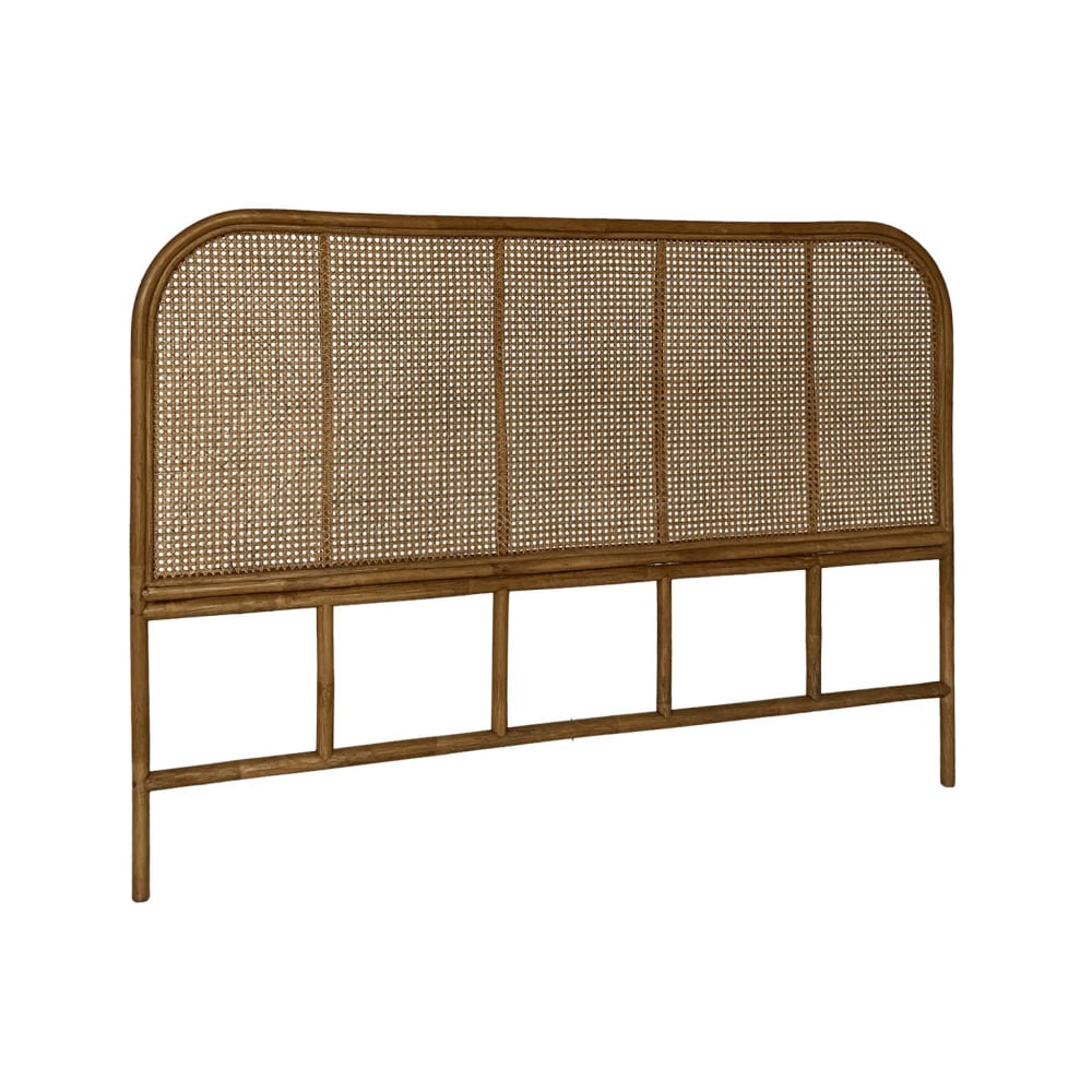 Kopfteil aus dunklem Rattan und Rohrgeflecht, 160cm - Maisons Du
