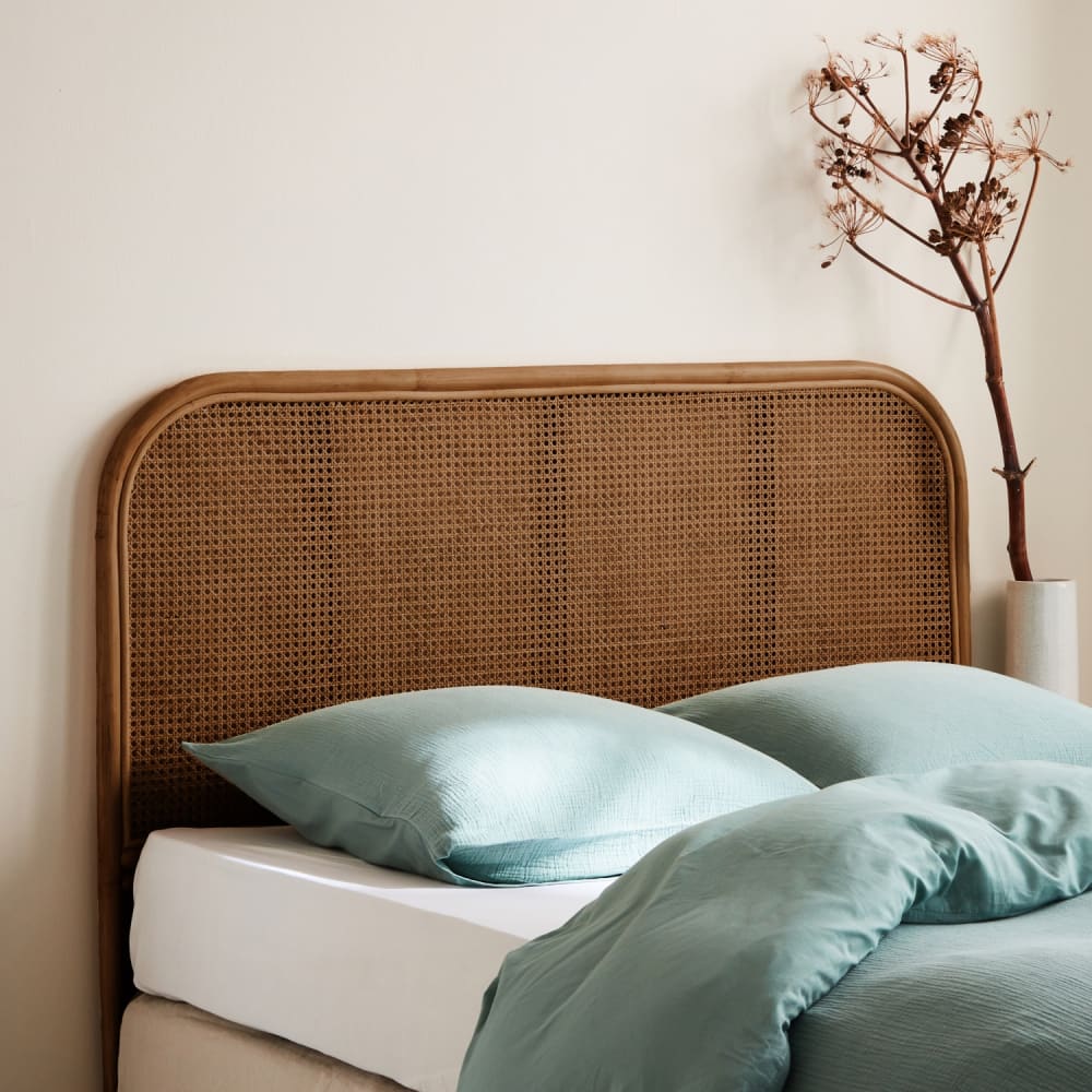 sweeek Kopfteil aus dunklem Rattan und Rattan-Geflecht 140 cm style vintage Braun Rattan
