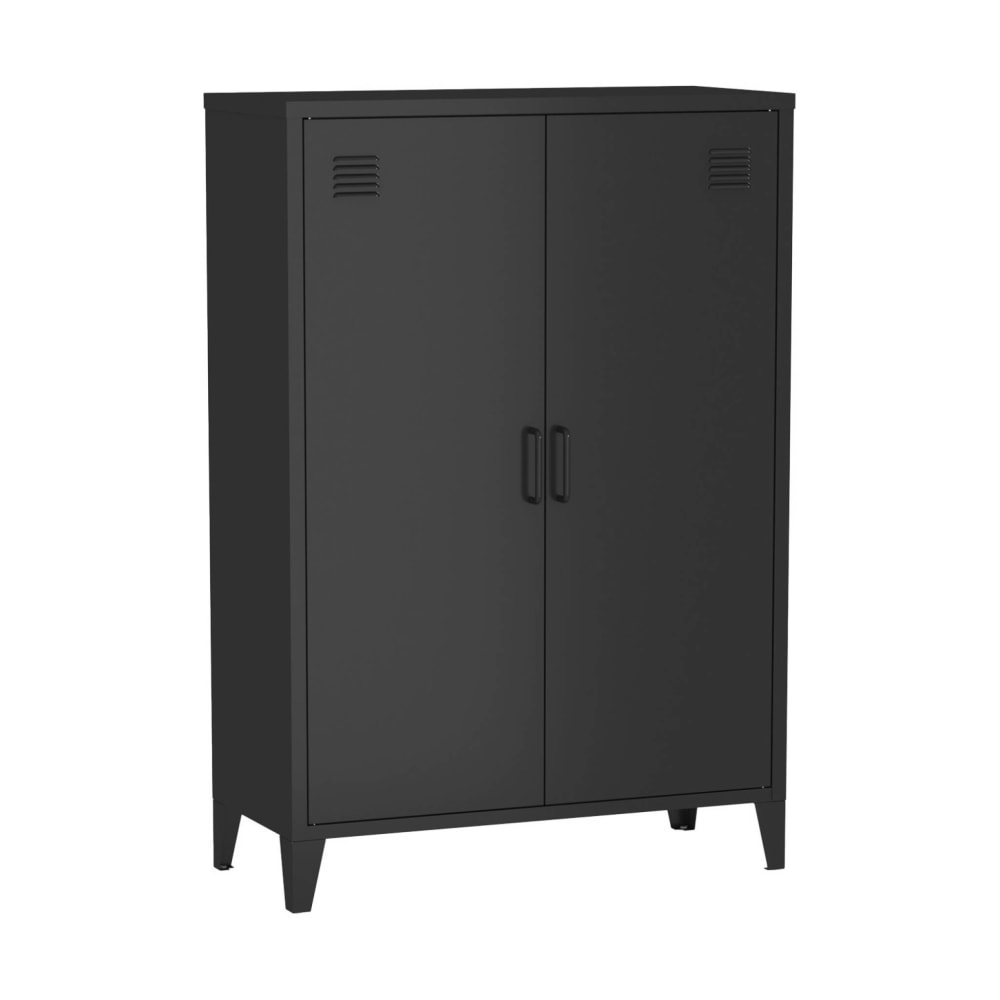 Commode/armoire métal noir, 2 espaces de rangement