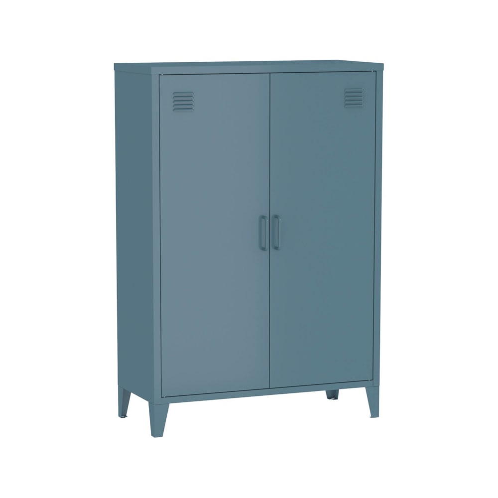 Commode/armoire métal bleu, 2 espaces de rangement