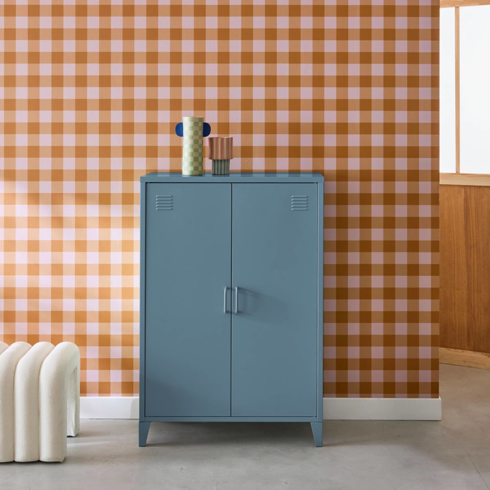 Commode/armoire métal bleu, 2 espaces de rangement - Maisons du Monde