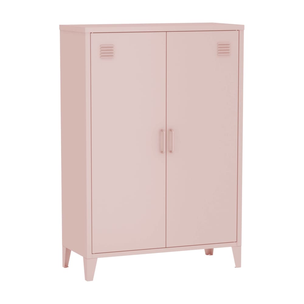 Commode/armoire en métal rose, 2 rangements