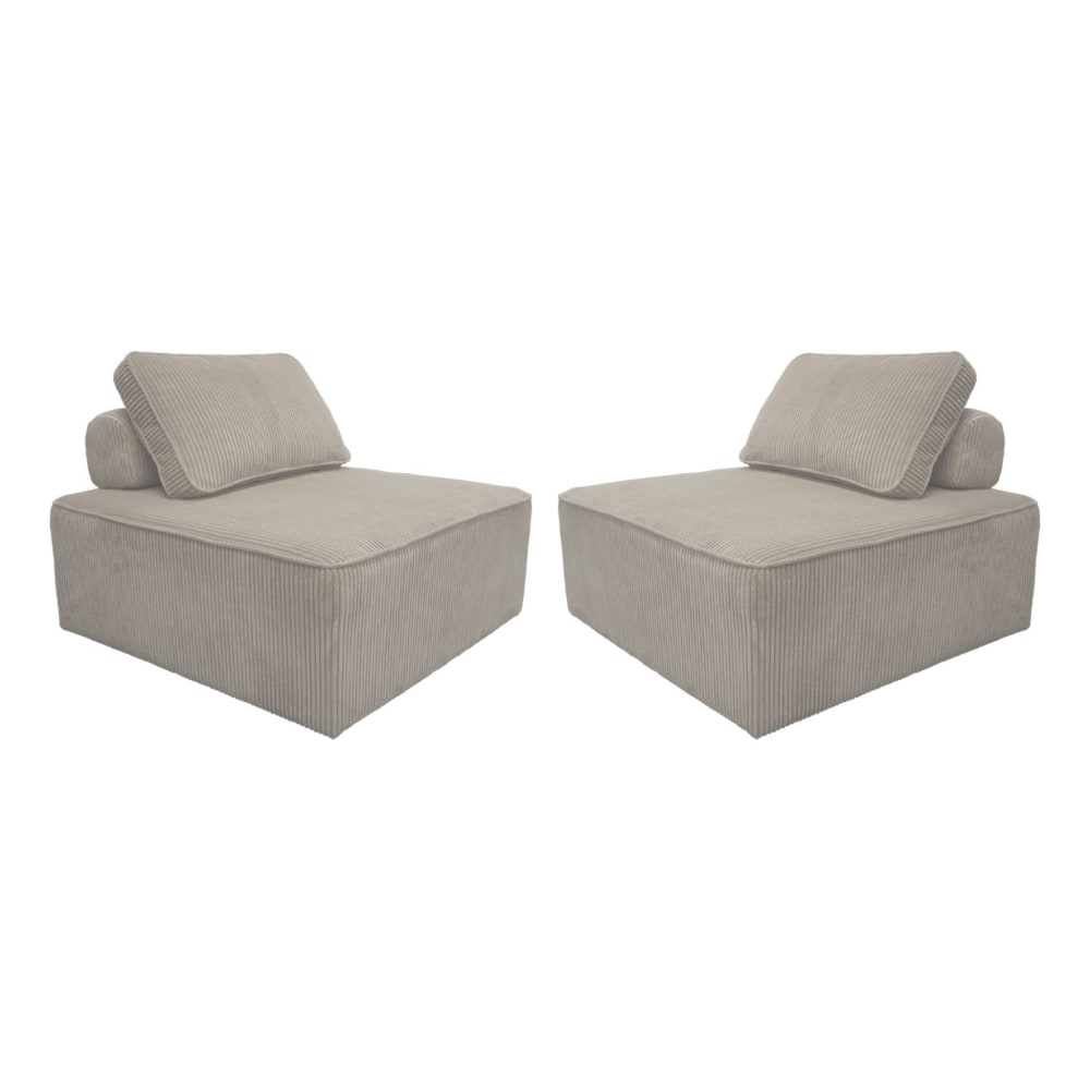 2 chauffeuses canapé velours côtelé gris clair - Maisons du Monde