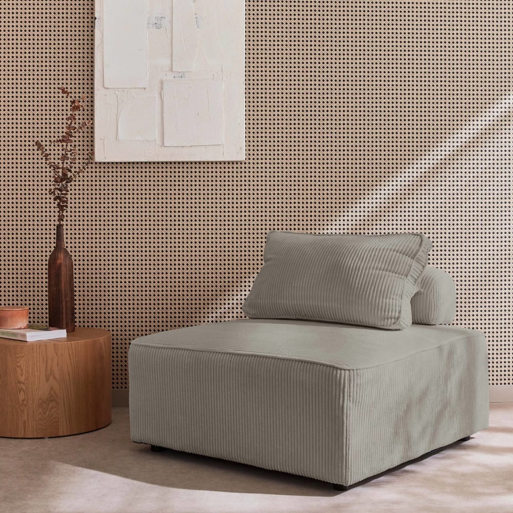 Chauffeuse canapé modulable velours côtelé gris