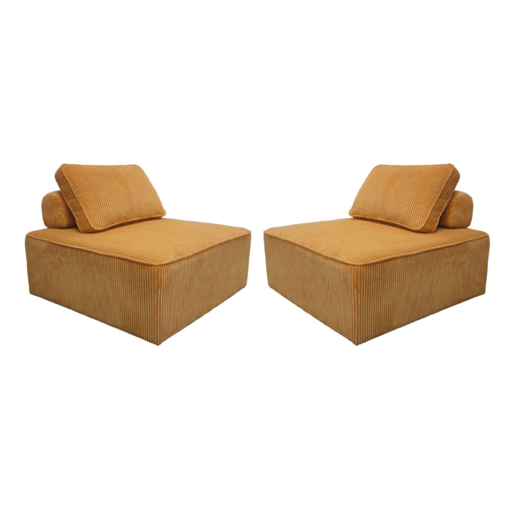 Lot de 2 chauffeuses pour canapé velours côtelé jaune - Maisons du Monde